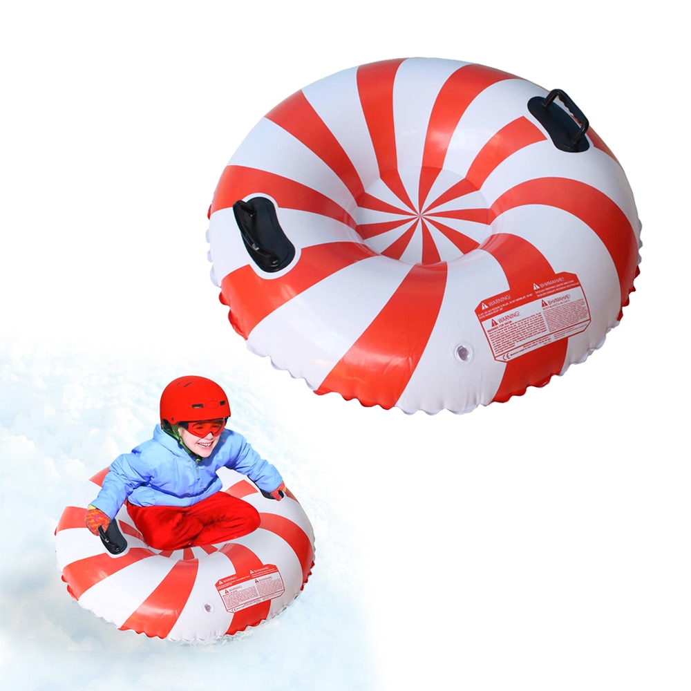 겨울 공기 주입식 눈 썰매 스키 서클 스키 보드 두꺼운 PVC 손잡이 플로팅 스키 링, 어린이 성인